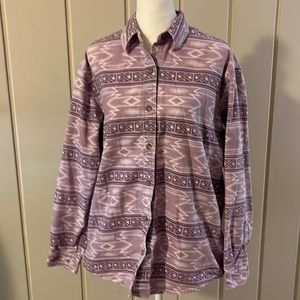 Vintage Cabela’s women’s shirt in a cool purple Aztec pattern, medium, so SOFT!